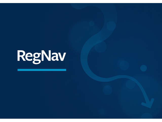 RegNav logo on blue background